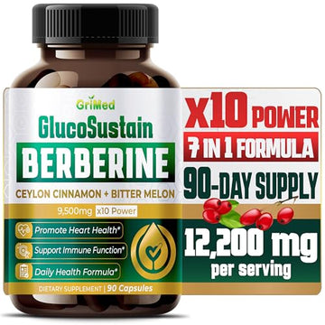 GriMed Berberine Supplement 9,500mg with Ceylon Cinnamon Bitter Melon Supports Healthy GriMed uk supplements