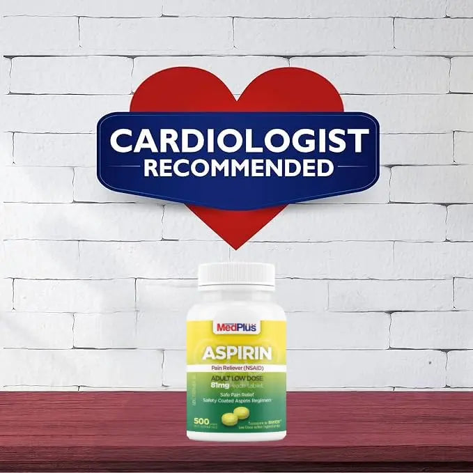 MedPlus Low Dose Aspirin 81 mg - 500 Tablets | Enteric Coated | Pain Reliever for Minor Aches and Pains, Fever Reducer - Made in USA MedPlus uk supplements