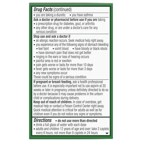 Excedrin Extra Strength Caplets for Headache Pain Relief, Acetaminophen 250mg, Aspirin 250mg, Caffeine 65mg, Pain Reliever, 24 count Excedrin uk supplements