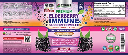 FRESH HEALTHCARE Elderberry Capsules - High Potency Black Elderberry with Zinc FRESH HEALTHCARE uk supplements