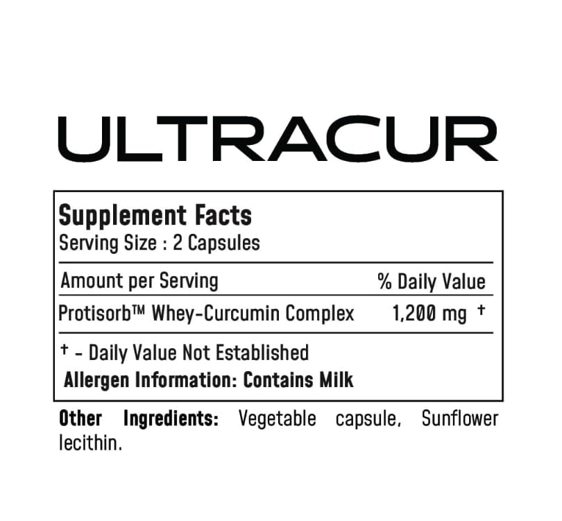 Ultracur Curcumin Complex Supplement - Ultra Bioavailable High Absorption Turmeric Curcumin Supplement for Joint, Muscle & Brain Support - Patented Protisorb for Premium Absorption – 60 Capsules UltraCur uk supplements