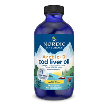 Nordic Naturals Arctic-D Cod Liver Oil, Lemon - 8 oz - 1060 mg Total Omega-3s + 1000 IU Vitamin D3 - EPA & DHA - Heart, Brain, Bone, Immune & Mood Support - Non-GMO - 48 Servings Nordic Naturals uk supplements