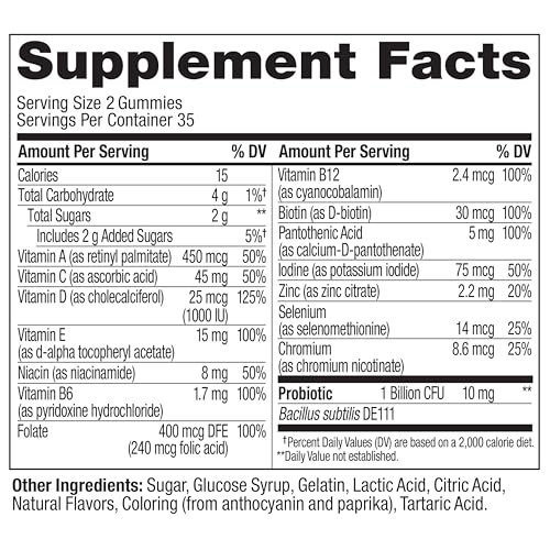 OLLY Multi + Probiotic Adult Multivitamin Gummy, 1 Billion CFUs, Digestive and Immune Support Chewable Supplement, Tropical Twist, 35 Day Supply - 70 Count OLLY uk supplements