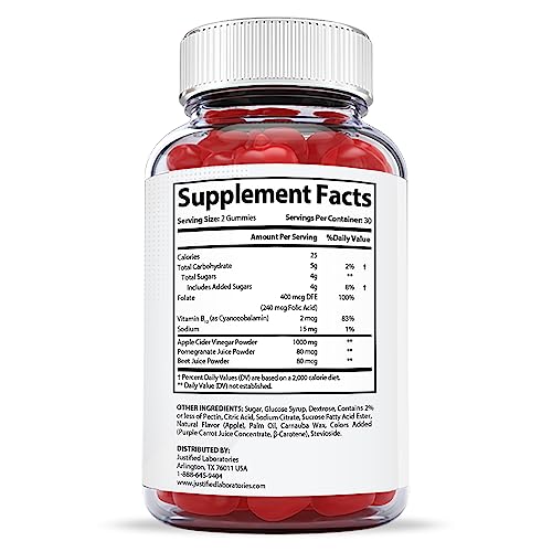 Justified Laboratories X Slim Keto ACV Gummies 1000MG Xslim Vegan Non GMO with Pomegranate Justified Laboratories uk supplements