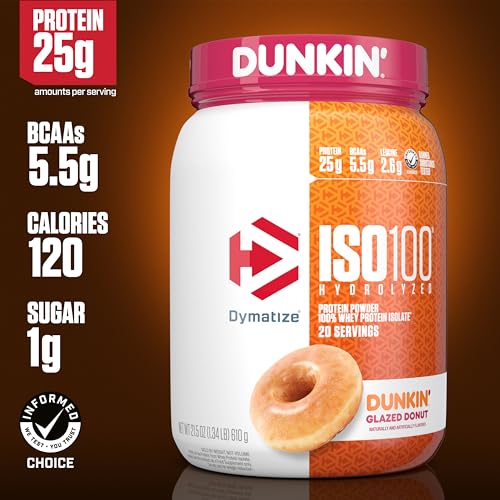 Dymatize ISO100 Hydrolyzed Protein Powder, 100% Whey Isolate, Dunkin' Glazed Donut Dymatize uk supplements