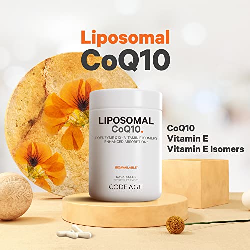Codeage Liposomal CoQ10 Supplement - Vitamin E Isomers Tocopherols - 125mg Coenzy Codeage uk supplements