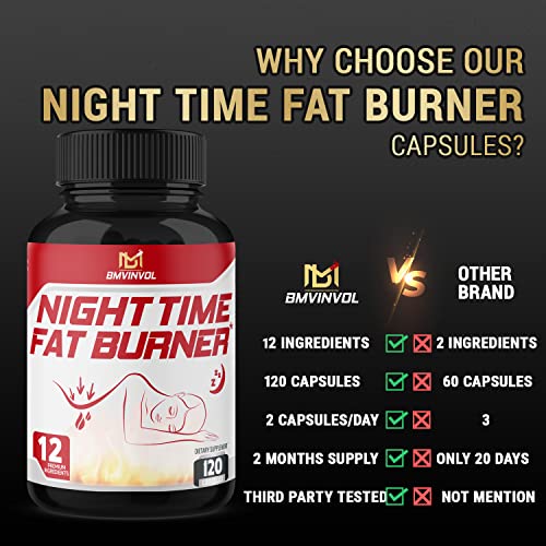 BMVINVOL Night Time Fat Burner 120Capsules, 12-in-1 Powerful Blend of Green Tea BMVINVOL uk supplements