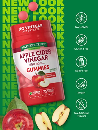 Nature's Truth Apple Cider Vinegar Gummies | 600 mg | 75 Gummies | Natural Apple Flavor Nature's Truth uk supplements