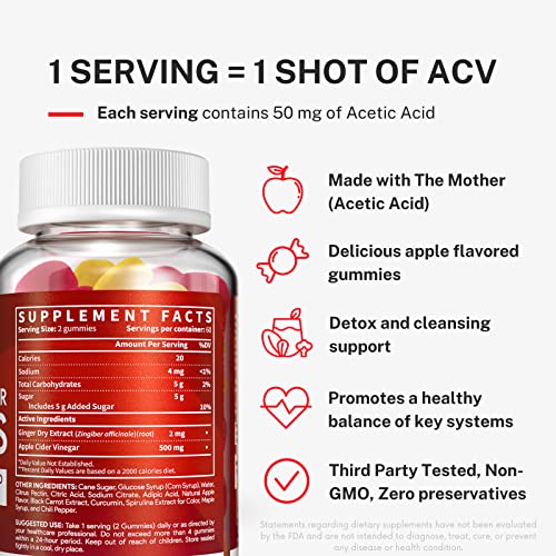 Apple Cider Vinegar Gummies with The Mother - ACV Gummies for Detox, Cleansing & Immune Support SIMPLE WONDERS uk supplements