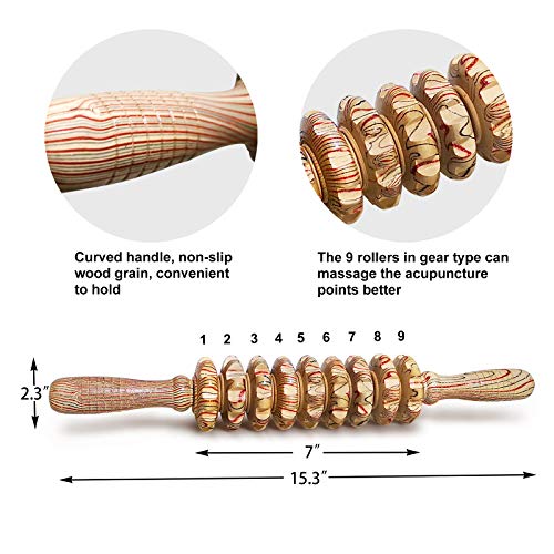 Deston Wooden Massager Handheld Roller Trigger Point Massager Stick for Fascia, Cellulite Deston uk supplements