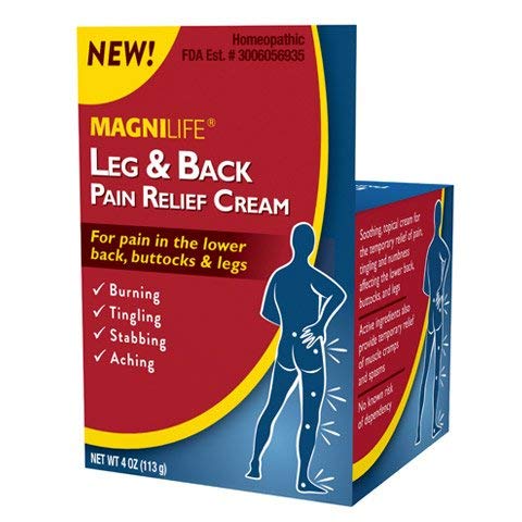 MagniLife Leg & Back Pain Relief Cream (4 oz), Topical Support for Leg Pain & Lower Back Discomfort, Fast Absorbing, No Residue, Mild Scent, Massage-in Formula MagniLife uk supplements