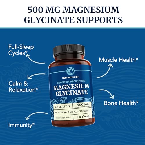 Magnesium Glycinate 500mg | Chelated Bisglycinate Complex for Muscle Relaxation Nobi Nutrition uk supplements