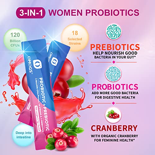 OMOGS Women's Probiotic,120-Billion-CFUs, 18 Strains, with 3 Prebiotics and Cranberry OMOGS uk supplements