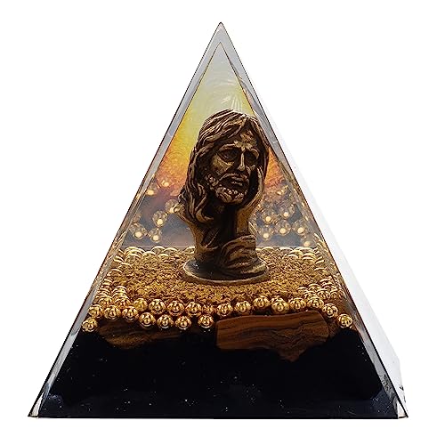 FENGSHUI-CAISHEN Mini Jesus Figurine in Healing Crystal Orgone Pyramid - Obsidian Tiger's Eye FENGSHUI-CAISHEN uk supplements