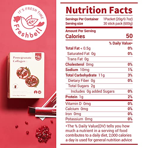 FRESHBELL Pomegranate Collagen Jelly Stick (20g x 30 sticks) Marine Collagen Peptide Freshbell uk supplements