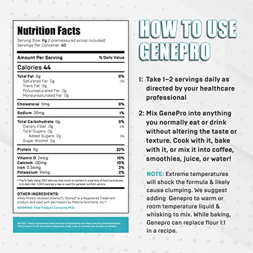 Genepro Unflavored Protein Powder - New Formula - Lactose-Free, Gluten-Free Genepro Gen. 3 The Protein Solution uk supplements