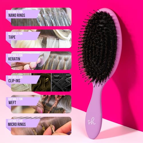 SimplyHair Ultimate Hair Extension Brush & Detangler Anti-Static, Dual Bristle Design, Soft Boar Bristle, Great for All Hair Types & Extensions - Pink & Purple Ombre Brush Ideal for Adults & Kids Simply Hair uk supplements