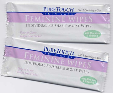 PureTouch Feminine Towelettes Individual Flushable Moist Wipes 144 Single-Use-Packets PureTouch uk supplements