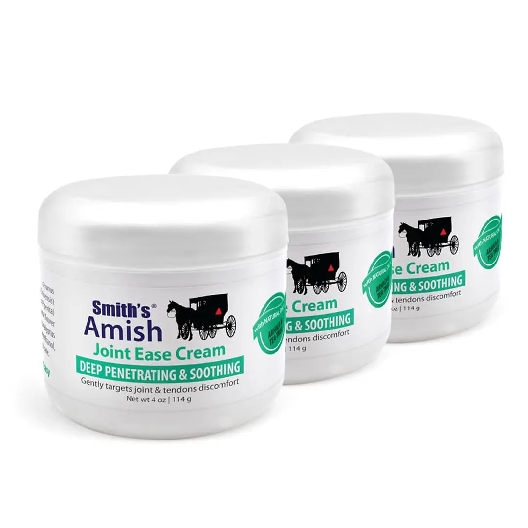 Smith Amish JointEase Soothing Cream 3 Pack (Three 4 oz Jars) with Arnica, Tea Tree, Eucalyptus, Peppermint and Rosemary Smith Amish uk supplements