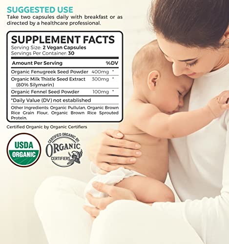USDA Organic Lactation Supplement - Increase Milk Supply with Herbal Breastfeeding PURE CO uk supplements