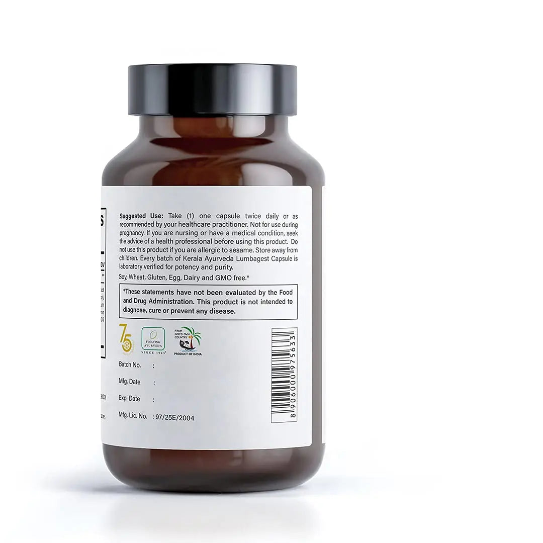 Kerala Ayurveda Back Support Herbal Capsules - Eases Occasional Discomfort of Lower Back & Supports Normal Movement of Spine, 90 Count Kerala Ayurveda uk supplements