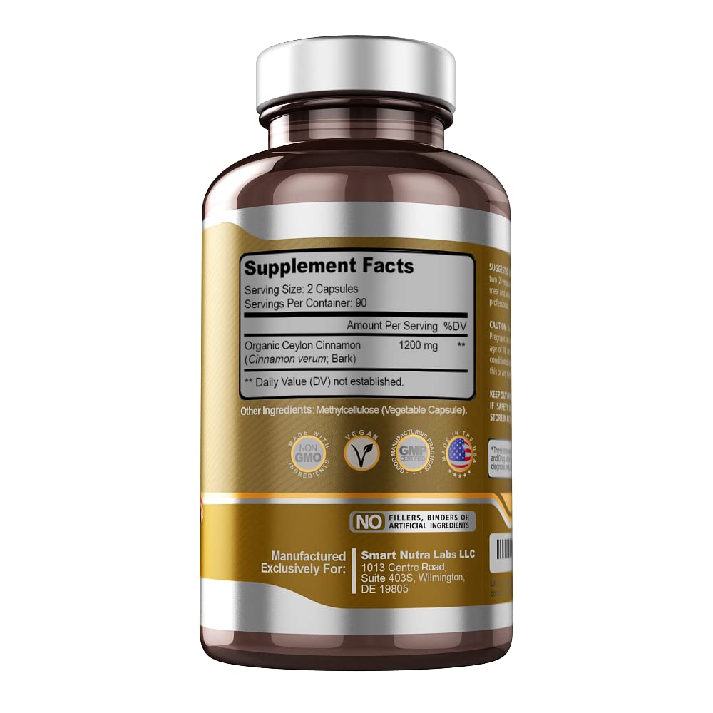 SMART NUTRA LABS Organic Ceylon Cinnamon Supplement 1200mg per SMART NUTRA LABS uk supplements