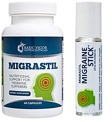 Migraine Stick & Migrastil Migraine Relief Capsules Bundle Basic Vigor uk supplements