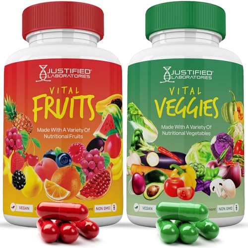 (Set of 2) Vital Fruits and Veggies Supplement Red & Green Superfoods Whole Food Justified Laboratories uk supplements