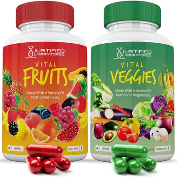 (Set of 2) Vital Fruits and Veggies Supplement Red & Green Superfoods Whole Food Justified Laboratories uk supplements