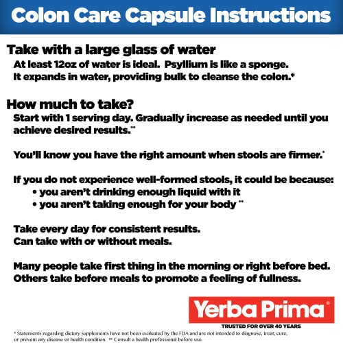 Yerba Prima Prebiotics Colon Care Fiber Caps, 180 Capsules - Five Forms of Fiber Plus FOS Yerba Prima uk supplements