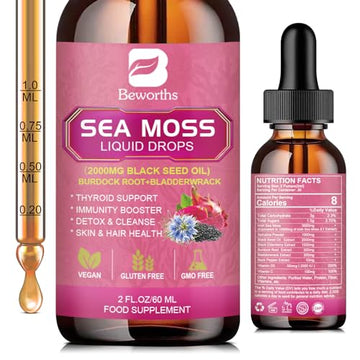 3000mg Sea Moss Liquid Drops - Organic Black Seed Oil & Irish Sea Moss B BEWORTHS uk supplements