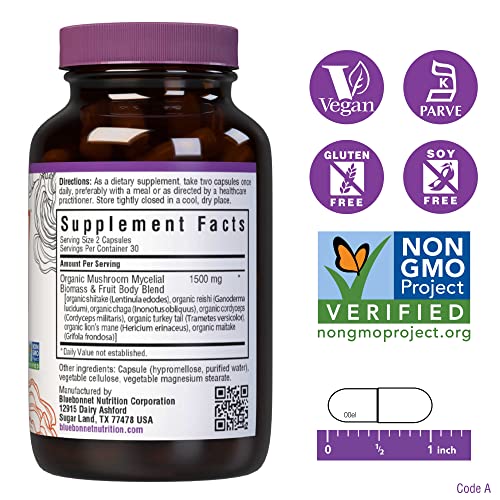 Bluebonnet Nutrition Myco-7 Mushroom Defense – 7 Organically Grown U.S. Whole Bluebonnet uk supplements