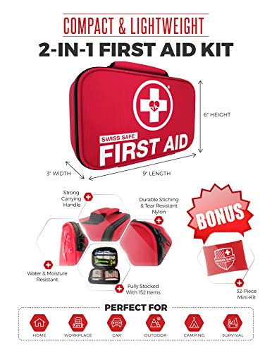 Swiss Safe 2-in-1 First Aid Kit (120 Piece) + Bonus 32-Piece Mini Kit Swiss Safe uk supplements
