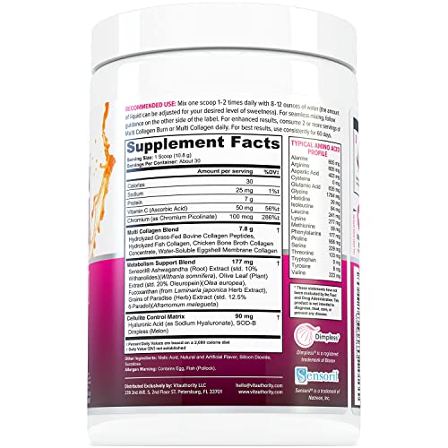 Hydrolyzed Collagen Peptides Powder for Women - Slimming Multi Collagen Burn Ultimate Vitauthority uk supplements