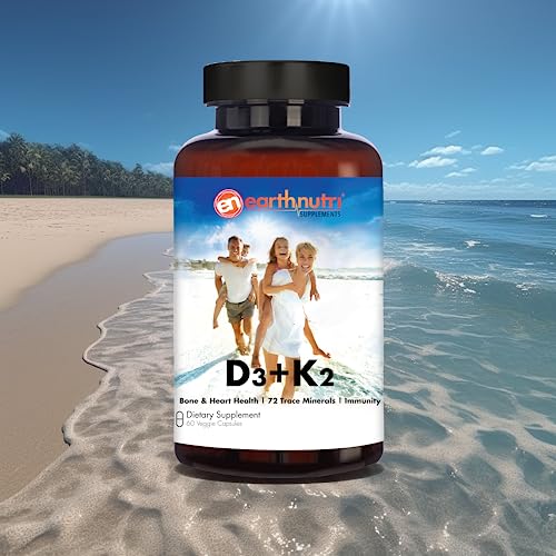 EarthNutri D3 + K2 Bone & Heart Health - 72 Trace Minerals, Vitamin D3 Vitashine, MENA EarthNutri uk supplements