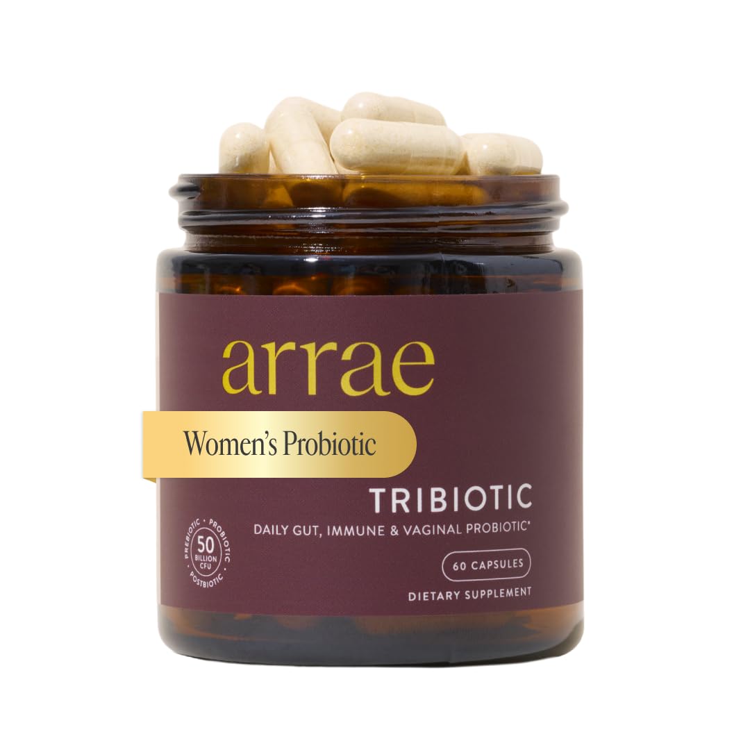 Arrae Tribiotic, Probiotics for Women, Support for Vaginal pH Balance, Gut, Immune, and Feminine Health, Prebiotics, Probiotics, Postbiotics, 60 Count Arrae uk supplements