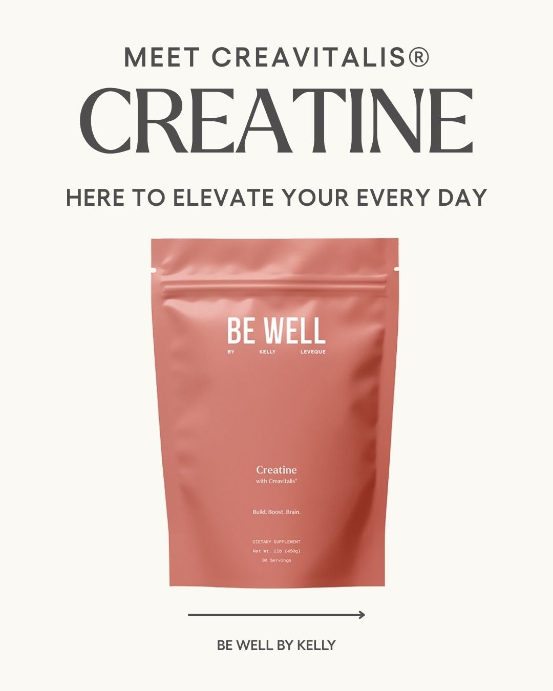 Be Well by Kelly Creatine with Creavitalis, Dietary Supplement, 1lb (450g), 90 Servings Build. Boost. Brain. Be Well by Kelly LeVeque uk supplements