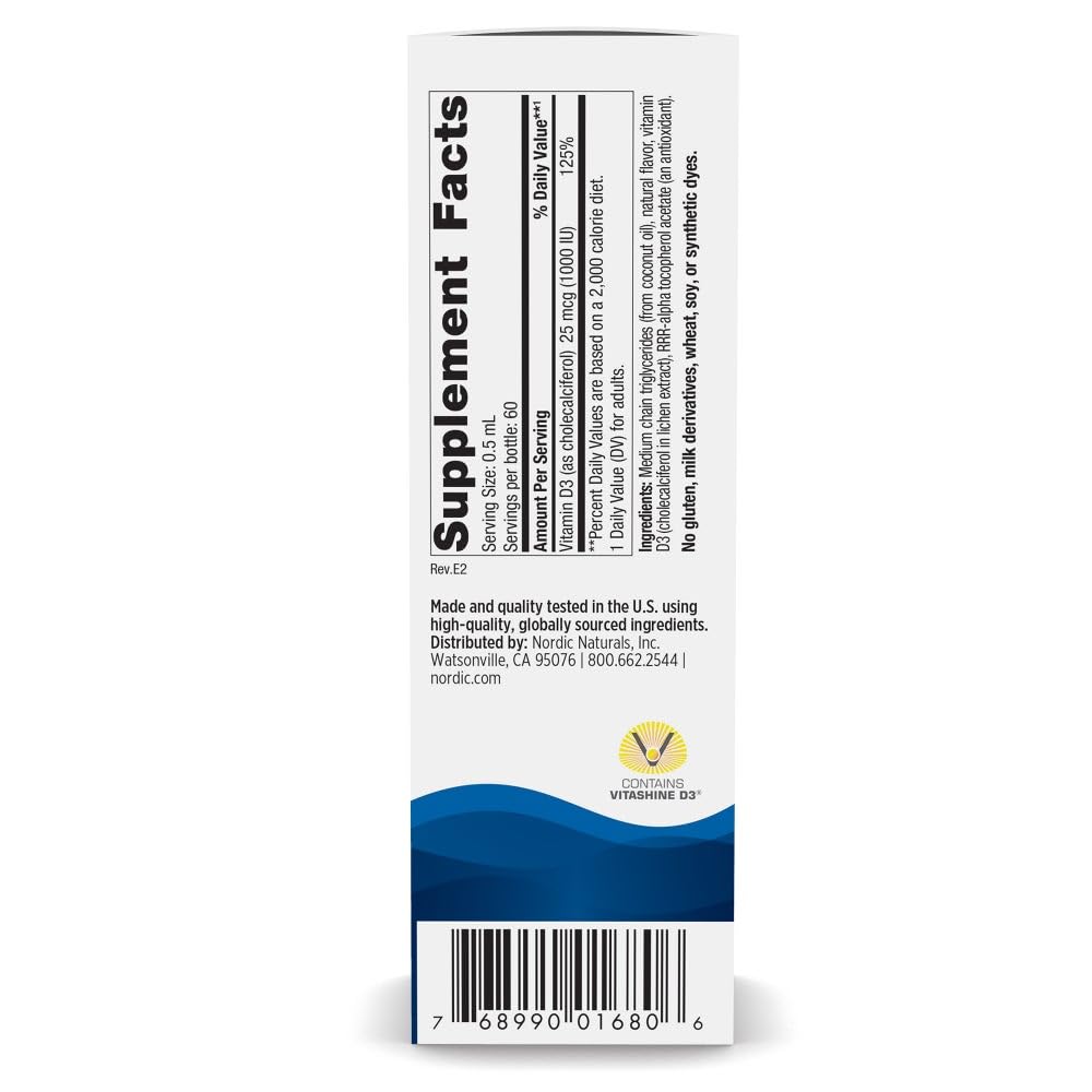 Nordic Naturals Plant-Based Vitamin D3 Liquid - 1 oz - 1000 IU Vitamin D3 - Healthy Bones, Mood & Immune System Function - Non-GMO, Vegan - 60 Servings Nordic Naturals uk supplements