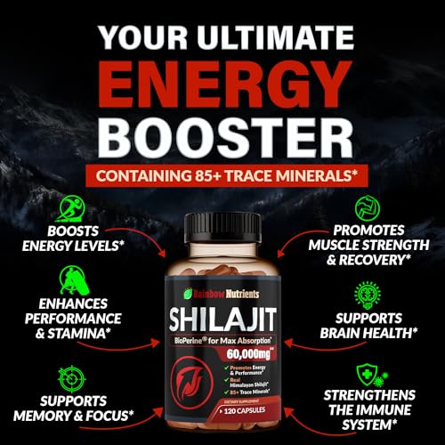 Pure Himalayan Shilajit Capsules Supplement (60,000mg+ Absorption Enhancer+50% Rainbow Nutrients, LLC uk supplements