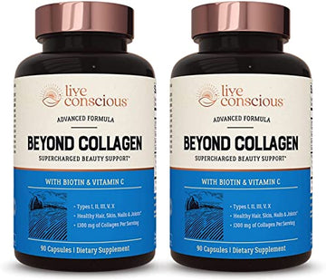 Live Conscious Beyond Collagen Multi Collagen Capsules - Types I, II, III, V & X Live Conscious uk supplements