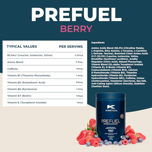 Kinetica PreFuel, Pre Workout, 5.9g Amino Acids & 2.3g BCAA's per Serving, 30 Servings Kinetica uk supplements