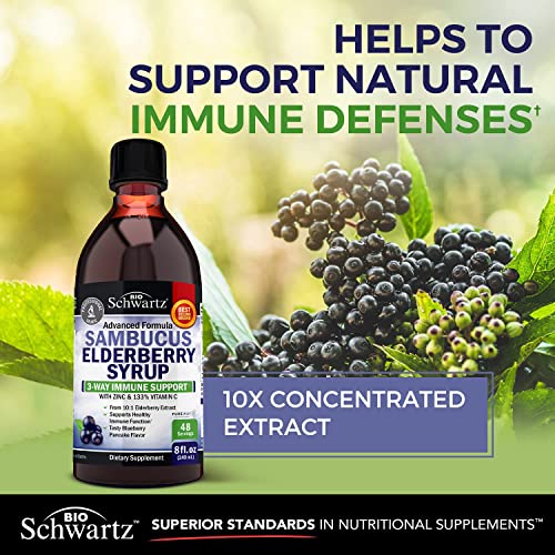 Elderberry Syrup for Kids and Adults - Natural Immune Support with Zinc and Vitamin C BioSchwartz uk supplements