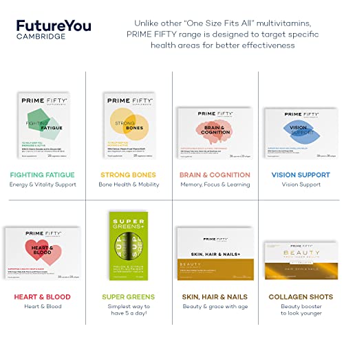 Prime Fifty Strong Bones Supplements – 28 Multivitamin Tablets with Calcium, Magnesium FutureYou Cambridge uk supplements