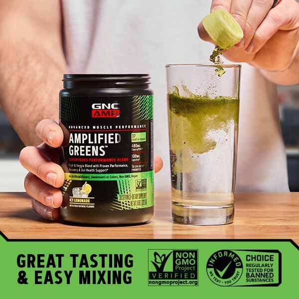 GNC AMP Amplified Greens Superfoods Performance Blend - Vegan Athlete Superfood Drink - Blueberry Pomegranate - 9.9 Oz (30 Servings) GNC uk supplements