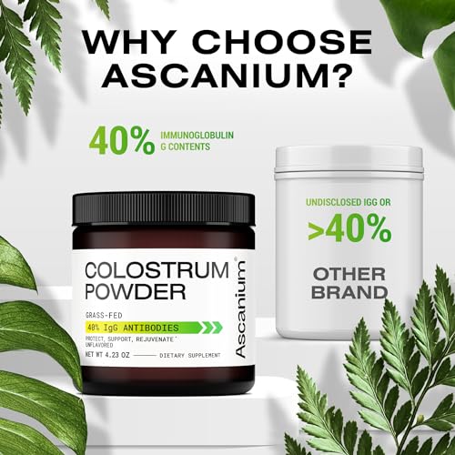 Colostrum Powder - Grass-Fed 40% IgG Colostrum Supplement Powder - Bovine Ascanium uk supplements