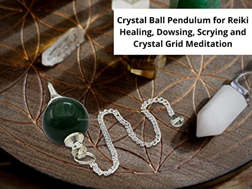 Green Aventurine Crystal Ball Pendulum for Divination - Dowsing Pendulum Necklace with Chain Amazing Gemstone uk supplements