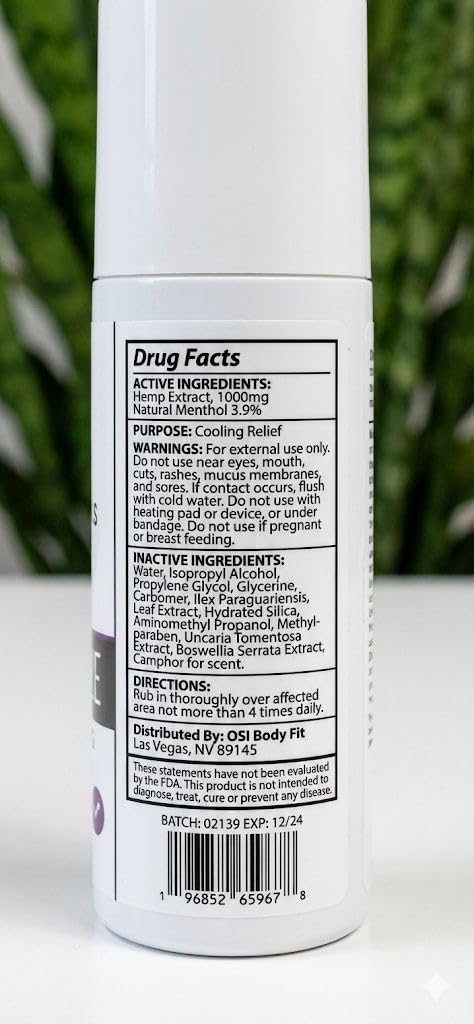 OBF Botanicals Hemp Roll On 3 Oz Instant Effect Topical Pain Relief Hemp Extract and Menthol Concentrated Roll On for Aching Muscles, Joint Relief, Ligaments - 1000mg OBF Botanicals uk supplements