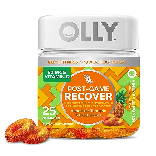 OLLY Post-Game Recover Workout Gummy Rings, Vitamin D, Turmeric, Electrolytes, Pineapple OLLY uk supplements