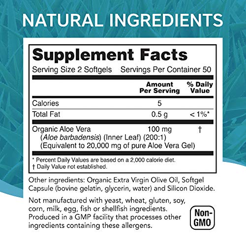 NutriWorth Aloe Vera Supplement (100 Softgels) 20,000mg Pure Gel Equivalency NutriWorth uk supplements