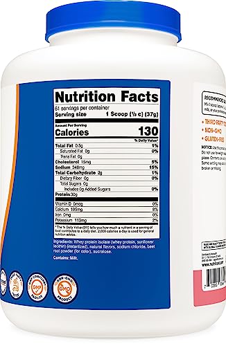 Nutricost Whey Protein Isolate (Strawberry Milkshake) 5LBS Nutricost uk supplements